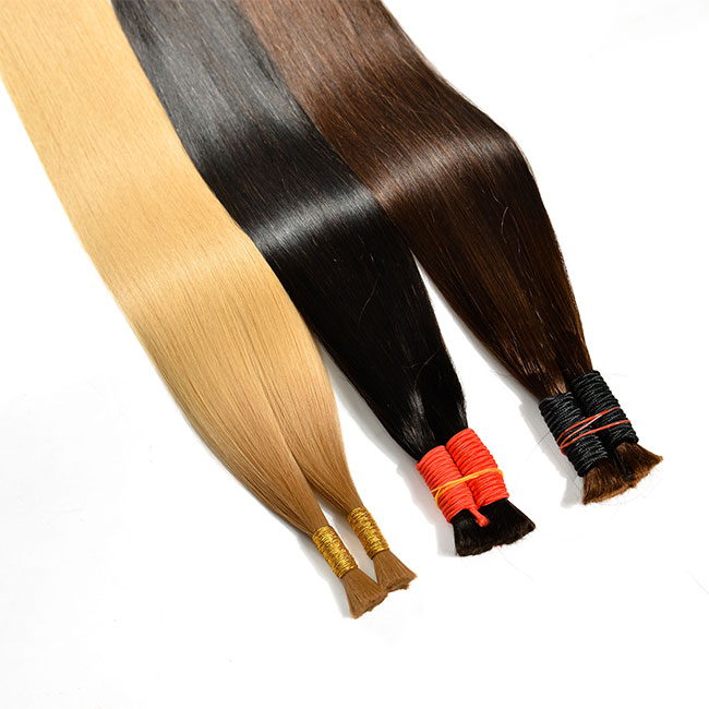 No Weft Raw Hair Bulk Silky Straight 100% Human Bulk Hair