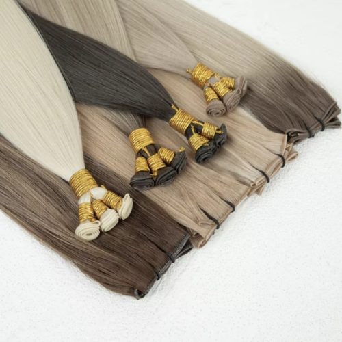 Double Drawn Machine Tied Weft European Human Hair Genius Weft