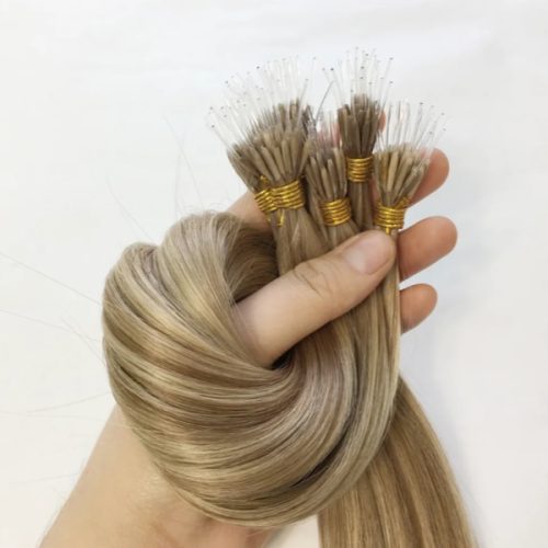 Plastic Nano Ring Beads highlight Human Hair Extensions