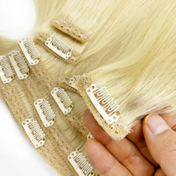 100% Human Hair Blonde Clip In Hair Extensions For White Women