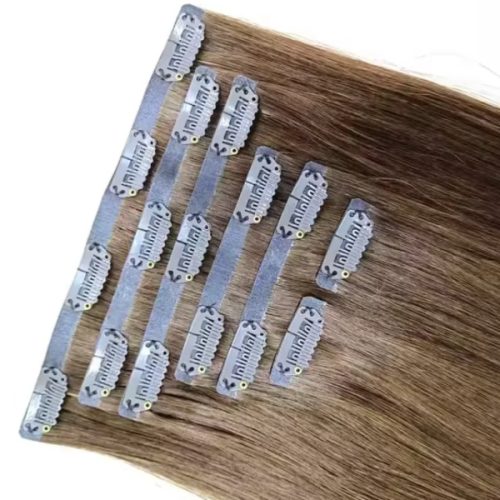 Seamless Invisible Clip-In Raw Straight Virgin clip in extension