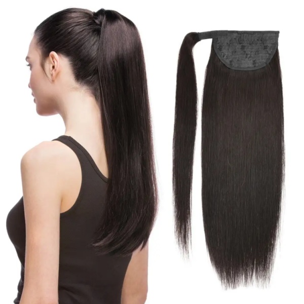 Cuticle Aligned Remy Hair Drawstring Straight Ponytails Human Hair