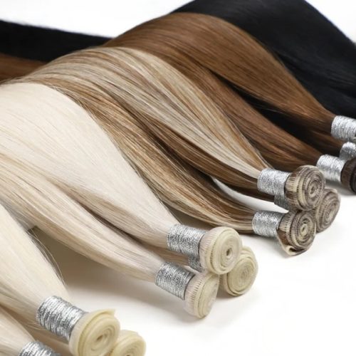 Russian raw remy hair hand tied genius weft hair extensions