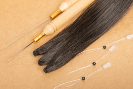 H6 tip hair extension in black color